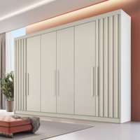 Guarda-Roupa Potente 6 Portas 6 Gavetas Ripado 100% Mdf Off White - Europa Móveis