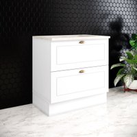 Balcão de Cozinha 80 Cm Americana 2 Gavetas com Tampo para Cooktop 100% Mdf Branco Hp/Calcare - Henn