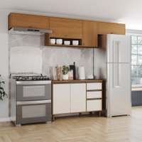 Cozinha Completa Venaly 7 Portas 2 Gavetas com Tampo Cinamomo/Off White - Henn