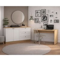 Conjunto Office Mesa e 2 Balcões Infinity Savana/Branco