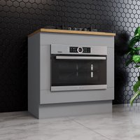 Balcão de Cozinha Americana para Forno de Embutir com Tampo 100% Mdf Cinza/Nature  - Henn