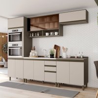 Cozinha Completa Connect 10 Portas 2 Gavetas 100% Mdf com Vidro Reflecta Duna/Cristal - Henn