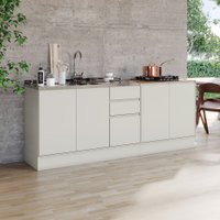 Balcão de Cozinha Fineze 5 Portas 2 Gavetas 100% Mdf Areia Hp/Cinamomo - Henn