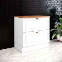 Balcão de Cozinha 80 Cm Americana 2 Gavetas com Tampo para Cooktop 100% Mdf Cec214 Branco/Nature - Henn