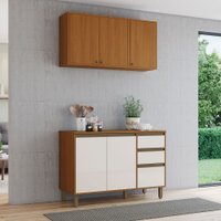 Cozinha Compacta Venaly 6 Portas 2 Gavetas com Tampo Cinamomo/Off White - Henn