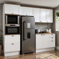 Cozinha Compacta 4 Pçs 8 Portas 4 Gav Iluminata Branco/ebano