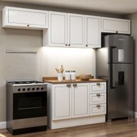 Cozinha Completa 4 Pçs 7 Pts 3 Gav Americana Bco/ebano C/ Tpo e Rod