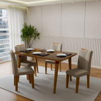 Mesa de Jantar 4 Lugares Adele com Vidro Cinamomo/Off White - Panorama Móveis