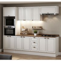 Cozinha Completa 5pçs Americana Branco/Ebano C/ Tpo e Rodape