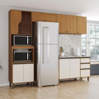 Cozinha Completa Venaly 11 Portas 2 Gavetas com Vidro Cinamomo/Off White - Henn