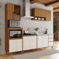 Cozinha Completa Venaly 11 Portas 2 Gavetas com Vidro Reflecta Cec303 Cinamomo/Off White - Henn