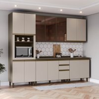 Cozinha Completa Connect 14 Portas 2 Gavetas 100% Mdf com Vidro Duna/Cristal - Henn