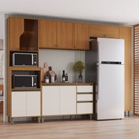 Cozinha Completa Venaly 12 Portas 2 Gavetas com Tampo e Vidro Cinamomo/Off White - Henn