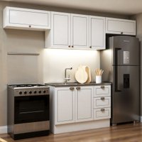 Cozinha Completa 4 Pçs 7 Pts 3 Gav Americana Branco com Rodapé
