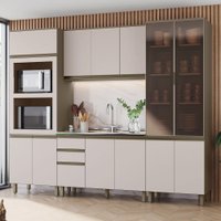 Cozinha Completa Connect 13 Portas 2 Gavetas 100% Mdf com Vidro Duna/Cristal - Henn