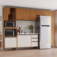 Cozinha Completa Venaly 12 Portas 2 Gavetas com Vidro Cinamomo/Off White - Henn