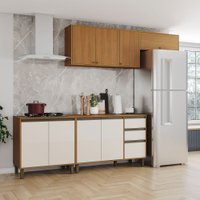 Cozinha Compacta Venaly 9 Portas 2 Gavetas Cinamomo/Off White - Henn