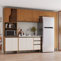 Cozinha Completa Venaly 12 Portas 2 Gavetas com Vidro Reflecta Cinamomo/Off White - Henn