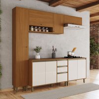 Cozinha Completa Venaly 9 Portas 2 Gavetas com Tampo Cinamomo/Off White - Henn