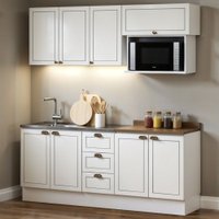 Cozinha Completa 5 Pçs 8 Pts 3 Gav Americana Branco com Rodapé