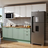 Cozinha Completa 6 Pçs 9 Pts 3 Gav Iluminata Verde/bco/ebano