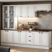 Cozinha Completa 5 Pçs 12 Pts 3 Gav Americana Bco/ebano C/tpo e Rod
