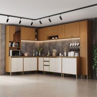 Cozinha Completa Venaly 20 Portas 2 Gavetas Cinamomo/Off White - Henn