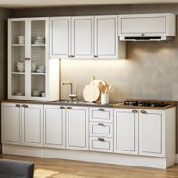 Cozinha Completa 5 Pçs 12 Pts 3 Gav Americana Branco com Rodapé