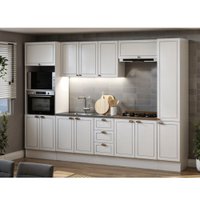 Cozinha Completa Com 6 Peças Americana Branco/Ebano Com Rodape