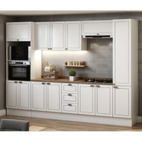 Cozinha Completa 6pçs Americana Branco/Ebano C/ Tampo e Rodape