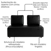 Sofa Modular 2 Lugares E Chaise Block Pes Madeira Courino TCS 724 MOLL