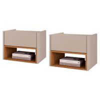 Kit 2 Mesa De Cabeceira Suspensa 1 Gaveta 45 cm Florença Off White Cedro DCASA