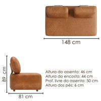 Sofa Modular 2 Lugares E Chaise Block Pes Madeira Courino TCS 727 MOLL