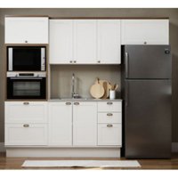 Cozinha Completa 8Pts 4Gavs s/Tpo Iluminata Branco/Ebano