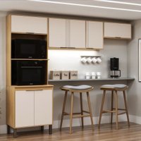 Cozinha Compacta 7 Portas Madalena Cinamomo/Off White