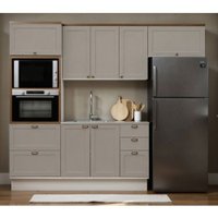 Cozinha Completa 8Pts 4Gavs s/Tpo Iluminata Branco/Fendi
