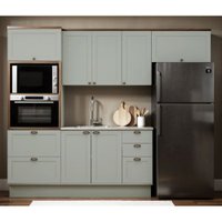 Cozinha Completa 8Pts 4Gavs s/Tpo Iluminata Verde Mint/Ebano