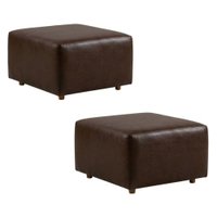 Kit 2 Puff Modular Block 74x74 cm Pes Madeira Courino TCS 721 MOLL