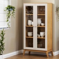 Cristaleira Estante 2 Pts Vidro Inovare Cinamomo/White Laca