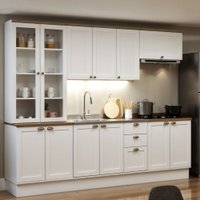 Cozinha Completa 12Pts 3Gavs s/Tpo Iluminata Branco/Ebano