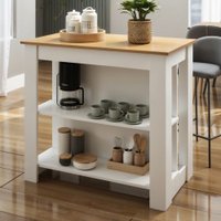 Bancada Ilha de Cozinha com 2 Prateiras Branco/Cinamomo