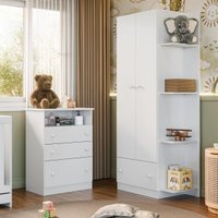 Jogo de Quarto Infantil com Guarda-Roupa 2 Portas e Cômoda 3 Gavetas Confete Multimóveis MP4906 Branco