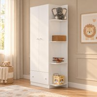Guarda-Roupa Infantil com 2 Portas e 1 Gaveta 80cm Confete Multimóveis MP4868 Branco