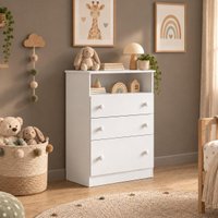 Cômoda Infantil com 3 Gavetas e Nicho 61cm Confete Multimóveis MP4869 Branco