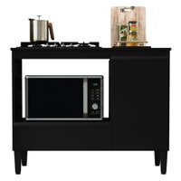Balcao Para Forno E Cooktop 1 Porta 1 Gaveta 103 cm Dinamarca Preto RUDK