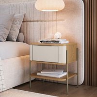 Mesa Cabeceira curva 1 Gaveta Bellagio Cinamomo/Off White