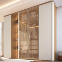 Guarda Roupa curvo 228cm 4 Portas Bellagio Cinamomo/Off White