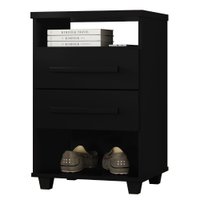 Mesa de Cabeceira 2 Gavetas 2 Nichos 45 cm Valente Plus Preto RUDK