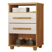 Mesa de Cabeceira 2 Gavetas 2 Nichos 45 cm Valente Plus Cedro Areia RUDK