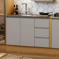 Balcão 120cm 2Pts 3Gav s/Tampo Áurea Cinamomo/Fendi